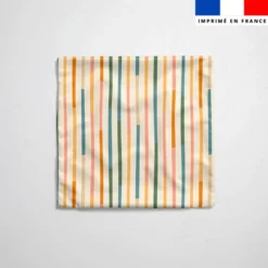 Tissu imperméable écru motif rayures bicolores