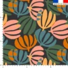 Tissu imperméable gris anthracite motif fleur succulente multicolore