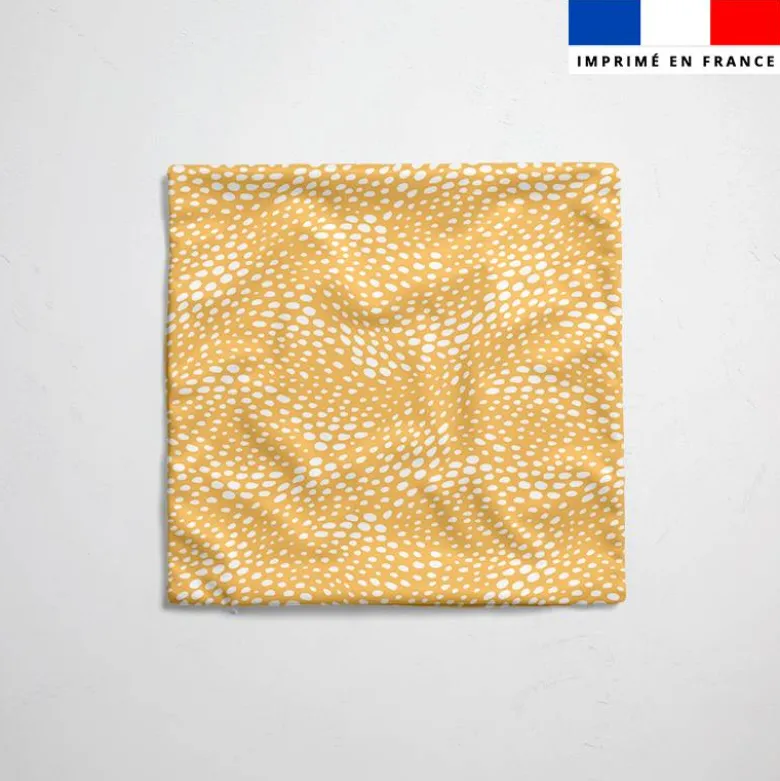 Tissu imperméable jaune motif texture pois blanc