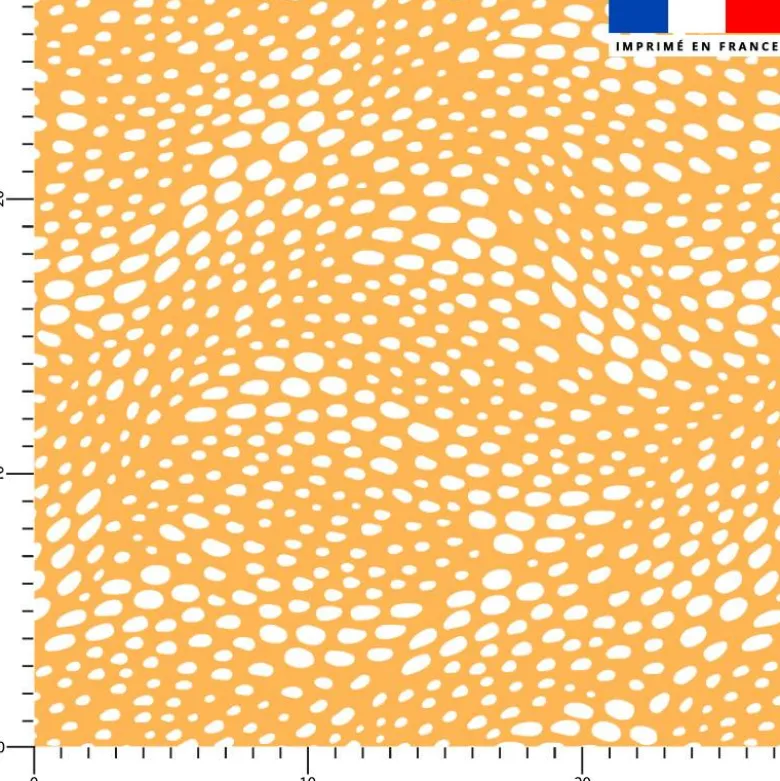 Tissu imperméable jaune motif texture pois blanc