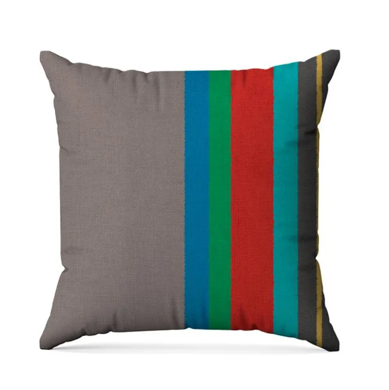 Tissu imperméable motif bayadère gris et couleurs