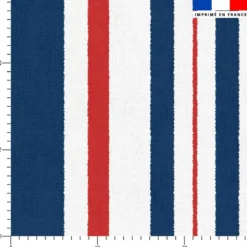 Tissu imperméable motif bayadère bleu blanc rouge