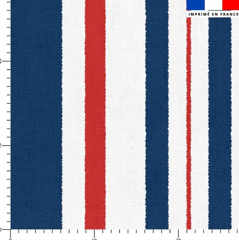 Tissu imperméable motif bayadère bleu blanc rouge