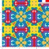 Tissu imperméable motif carreaux de ciment jaune fuchsia et bleu