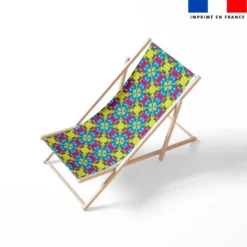 Tissu imperméable motif carreaux de ciment jaune fuchsia et bleu