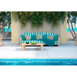 Tissu imperméable motif carreaux de ciment bleu et jaune