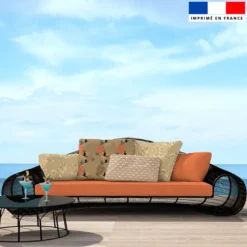 Tissu imperméable motif chiné aspect lin corail