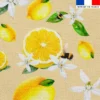 Tissu imperméable motif citron jaune et fleur de citronnier