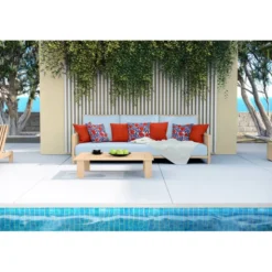 Tissu imperméable motif coquelicot et feuille bleue