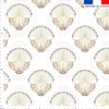 Tissu imperméable motif coquillage art déco or