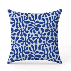 Tissu imperméable motif corail bleu fond blanc