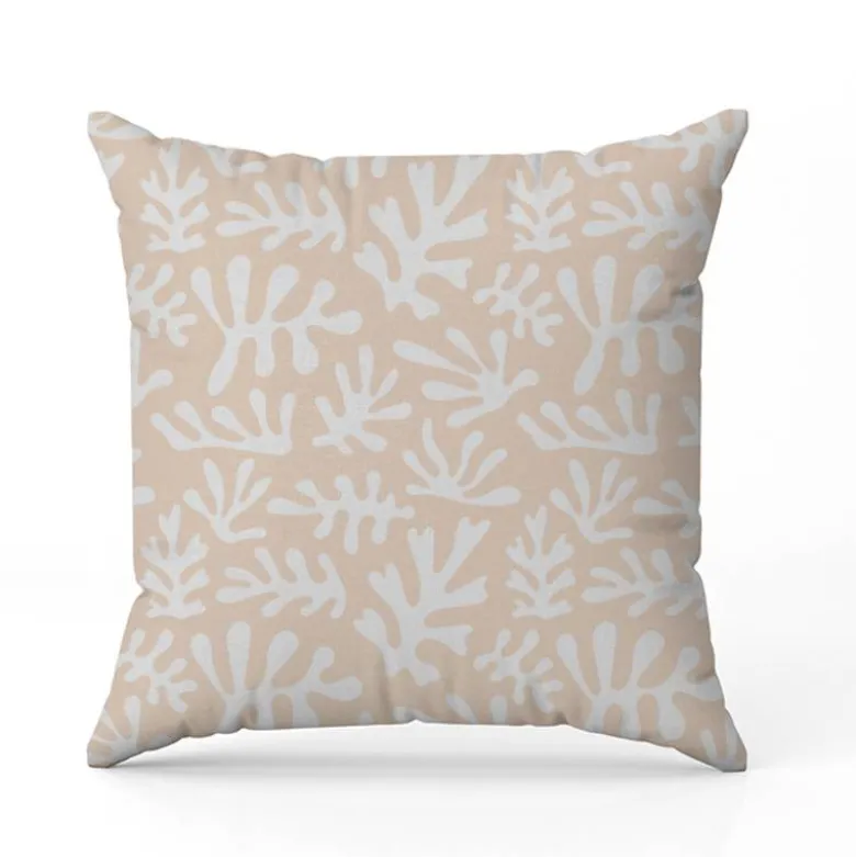 Tissu imperméable motif corail blanc