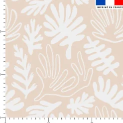 Tissu imperméable motif corail blanc et beige