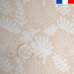 Tissu imperméable motif corail blanc et beige