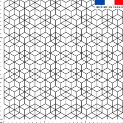 Tissu imperméable motif cube géométrique blanc