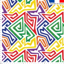 Tissu imperméable motif dessin spirale multicolore
