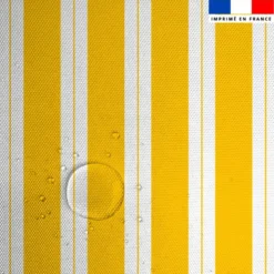 Tissu imperméable motif duo de rayures jaune et blanc