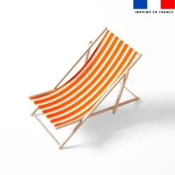 Tissu imperméable motif duo de rayures orange et blanc