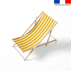Tissu imperméable motif duo de rayures ocre et blanc