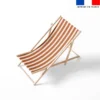 Tissu imperméable motif duo de rayures terracotta et blanc