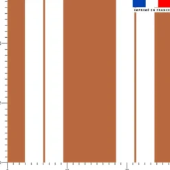 Tissu imperméable motif duo de rayures terracotta et blanc
