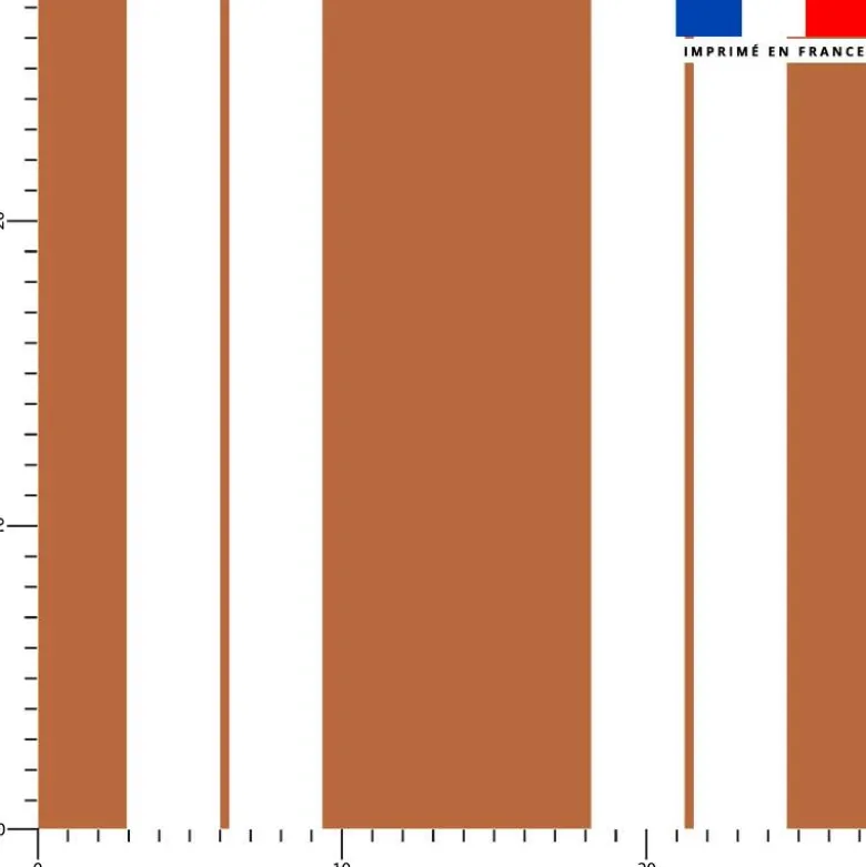 Tissu imperméable motif duo de rayures terracotta et blanc