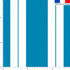 Tissu imperméable motif duo de rayures bleu azur et blanc