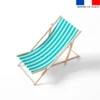 Tissu imperméable motif duo de rayures turquoise et blanc