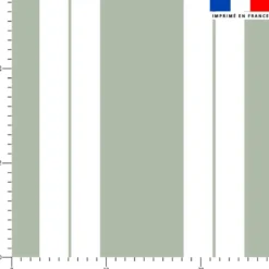 Tissu imperméable motif duo de rayures vert sauge et blanc