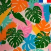 Tissu imperméable motif feuilles monstera multicolore