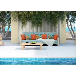 Tissu imperméable motif feuilles monstera multicolore