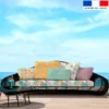 Tissu imperméable motif feuille de palmier jaune