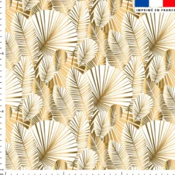 Tissu imperméable motif feuilles art déco or