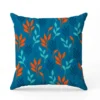 Tissu imperméable motif feuille et plante orange et bleue