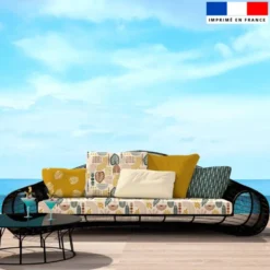 Tissu imperméable motif feuilles abstraites Zanzibar