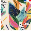 Tissu imperméable motif feuilles tropicales multicolores