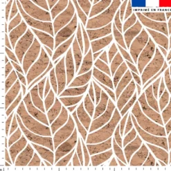 Tissu imperméable motif feuille et effet texture liège