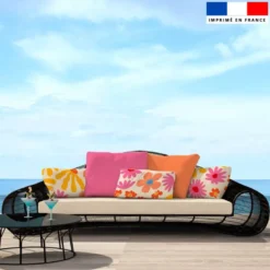 Tissu imperméable motif fleurs multicolores