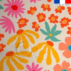 Tissu imperméable motif fleurs multicolores
