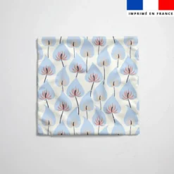 Tissu imperméable motif fleurs bleues Santorin