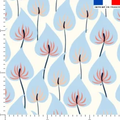 Tissu imperméable motif fleurs bleues Santorin