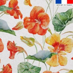 Tissu imperméable motif fleur de capucine