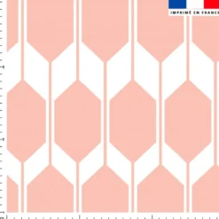 Tissu imperméable motif forme géométrique saumon et blanche