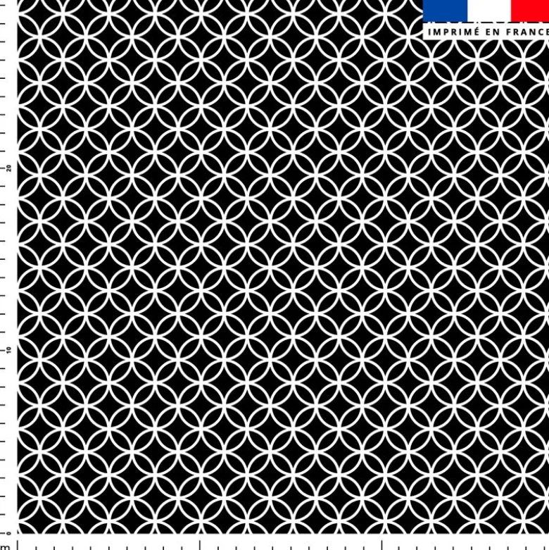 Tissu imperméable motif géométrique noir
