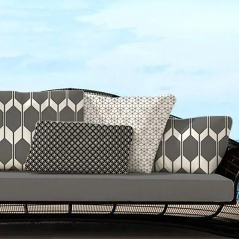 Tissu imperméable motif géométrique noir