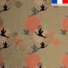 Tissu imperméable motif japonais marron et corail