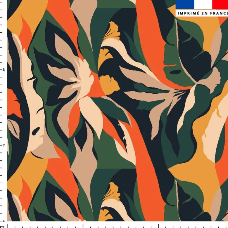 Tissu imperméable motif jungle abstrait