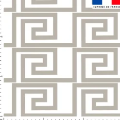 Tissu imperméable motif labyrinthe géométrique grège