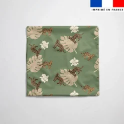 Tissu imperméable motif léopard fleur et feuille de palme
