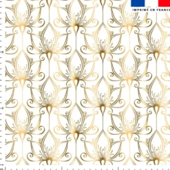 Tissu imperméable motif lys art déco or